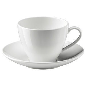 VÄRDERA Teacup with saucer, white, 36 cl