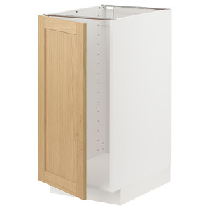 METOD Base cab f sink/waste sorting, white/Forsbacka oak, 40x60 cm