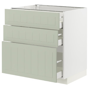 METOD / MAXIMERA Base cabinet with 3 drawers, white/Stensund light green, 80x60 cm