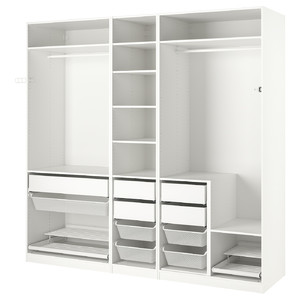 PAX Wardrobe combination, white, 250x58x236 cm