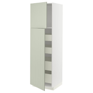 METOD / MAXIMERA Hi cab w 2 doors/4 drawers, white/Stensund light green, 60x60x200 cm