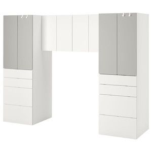 SMÅSTAD Storage combination, white/grey, 240x57x181 cm
