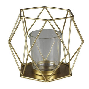 Splendid Lantern Candle Holder Sera 9x8.5x16 cm, gold