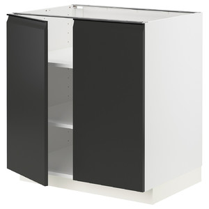 METOD Base cabinet with shelves/2 doors, white/Upplöv matt anthracite, 80x60 cm