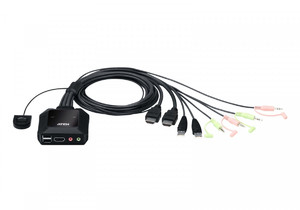 Aten Cable KVM Switch with Remote Port Selector 2-Port USB 4K HDMI