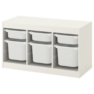 TROFAST Storage combination with boxes, white, white, 99x44x56 cm