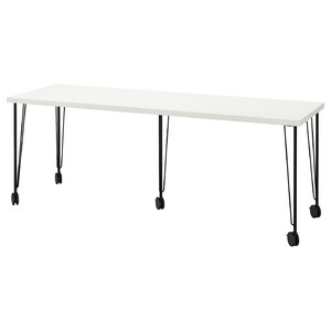 LAGKAPTEN / KRILLE Desk, white/black, 200x60 cm