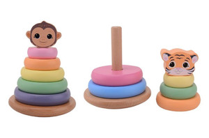 Joueco Wooden Stacking Tower The Wildies Family, 1pc, assorted, 12m+