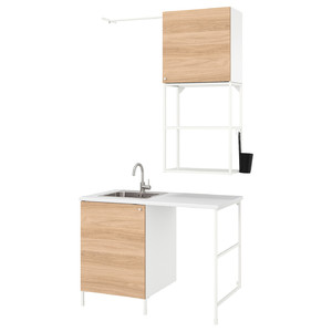 ENHET Laundry, white/oak effect, 123x63.5x87.5 cm