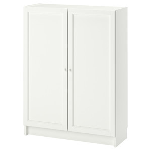 BILLY / OXBERG Bookcase with doors, white, 80x30x106 cm