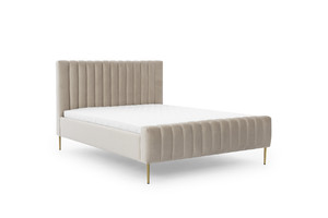 Upholstered Bed Frame Nicole 160x200, light beige, gold legs