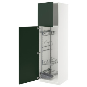 METOD High cabinet with cleaning interior, white/Havstorp deep green, 60x60x200 cm