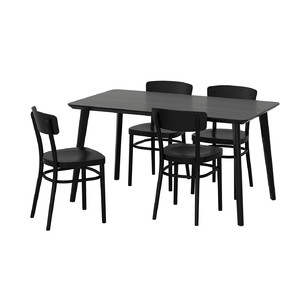 LISABO / IDOLF Table and 4 chairs, black, black, 140x78 cm