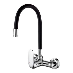 Kuchinox Wall-mounted Sink Mixer Tap with flexible spout Elza, chrome/black