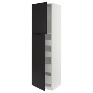 METOD / MAXIMERA Hi cab w 2 doors/4 drawers, white/Upplöv matt anthracite, 60x60x220 cm