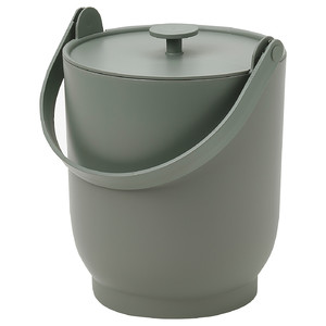 FARMARKVAST Bin with lid for organic waste, grey-green, 4 l