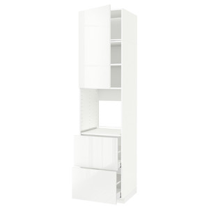 METOD / MAXIMERA High cabinet f oven+door/2 drawers, white/Ringhult white, 60x60x240 cm