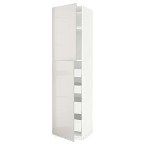 METOD / MAXIMERA Hi cab w 2 doors/4 drawers, white/Ringhult light grey, 60x60x240 cm