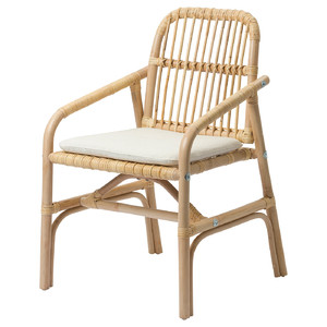 SALNÖ / GRYTTOM Chair with cushion, armrests rattan/Gransel natural