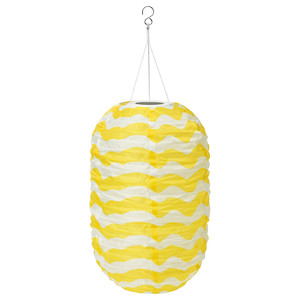 SOLVINDEN LED solar-powered pendant lamp, outdoor oval/yellow waves, 43 cm