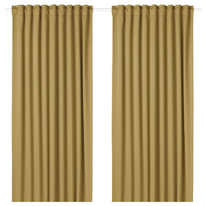 MAJGULL Room darkening curtains, 1 pair, beige-yellow, 145x300 cm