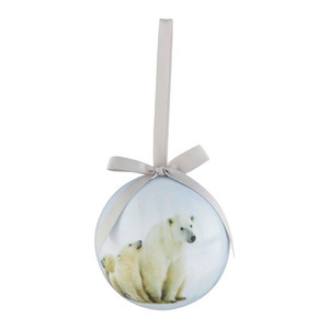 Christmas Bauble Decoupage Polar Bear 75 mm