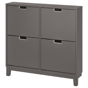 STÄLL Shoe cabinet with 4 compartments, dark grey, 96x17x90 cm
