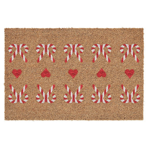 VINTERFINT Door mat, heart pattern natural, 60x90 cm