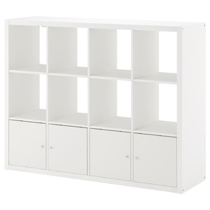 KALLAX Shelf unit with 4 inserts, white, 147x112 cm