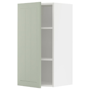 METOD Wall cabinet with shelves, white/Stensund light green, 40x80 cm