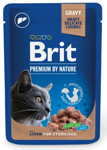 Brit Premium By Nature Chunks in Gravy with Liver for Sterilised Cats 100g
