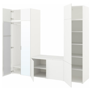 PLATSA Wardrobe with 9 doors, white STRAUMEN mirror glass /FONNES white, 260x42x221 cm