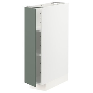 METOD Base cabinet with shelves, white/Bodarp grey-green, 20x60 cm