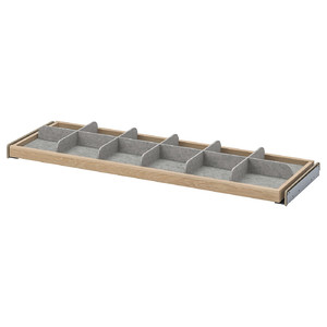 KOMPLEMENT Pull-out tray with divider, white stained oak effect, light grey, 100x35 cm
