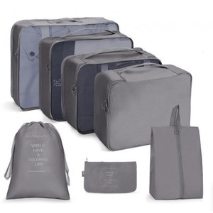 Ecarla Set of Travel Organizers 7pcs, grey