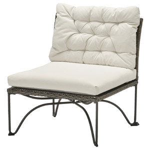 JUTHOLMEN Easy chair, outdoor, dark grey/Kuddarna light grey-beige, 65x73x83 cm