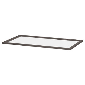 KOMPLEMENT Glass shelf, dark grey, 100x58 cm