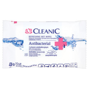 Cleanic Antibacterial Refreshing Wipes 15 Pack