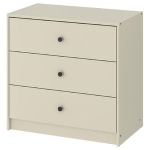 GURSKEN Chest of 3 drawers, light beige, 69x67 cm