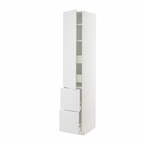 METOD / MAXIMERA Hi cab w shlvs/4 drawers/dr/2 frnts, white/Stensund white, 40x60x220 cm