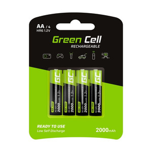 Green Cell Rechargeable Batteries 4x AA HR6 2000mAh