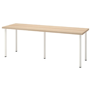 LAGKAPTEN / ADILS Desk, white stained oak effect, white, 200x60 cm