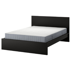 MALM Bed frame with mattress, black-brown/Valevåg medium firm, 160x200 cm