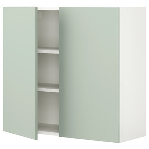 ENHET Wall cb w 2 shlvs/doors, white/pale grey-green, 80x32x75 cm