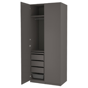 PAX / FORSAND Wardrobe combination, dark grey/dark grey, 100x60x236 cm