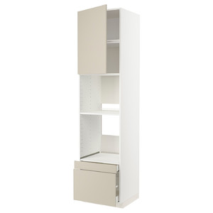 METOD / MAXIMERA Hi cab f ov/combi ov w dr/2 drwrs, white/Havstorp beige, 60x60x240 cm