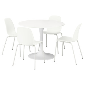 DOCKSTA / LIDÅS Table and 4 chairs, white white/white white, 103 cm