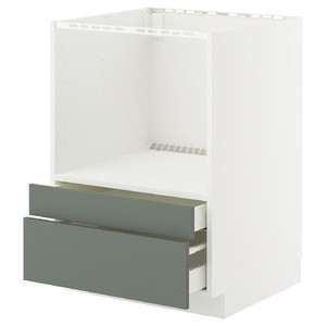 METOD / MAXIMERA Base cabinet f combi micro/drawers, white/Nickebo matt grey-green, 60x60 cm