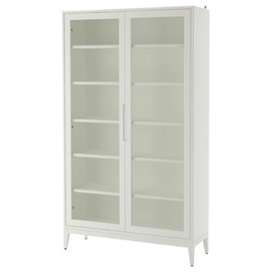 REGISSÖR Glass-door cabinet, white, 118x203 cm