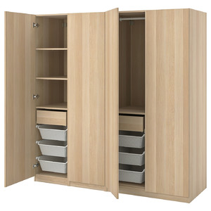 PAX / FORSAND Wardrobe combination, white stained oak effect/white stained oak effect, 200x60x201 cm